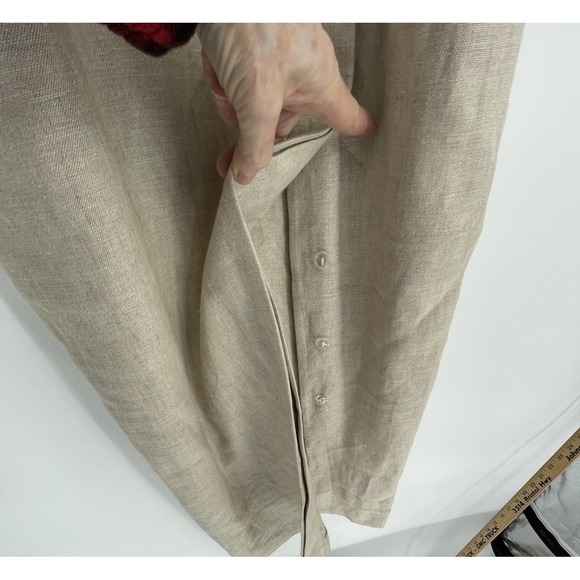 Maggy London Women 10 Dress Vest Set 100% Linen Beige Button Front - Picture 6 of 16